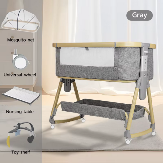 3-in-1 Convertible Baby Bassinet with Wheels – Gray