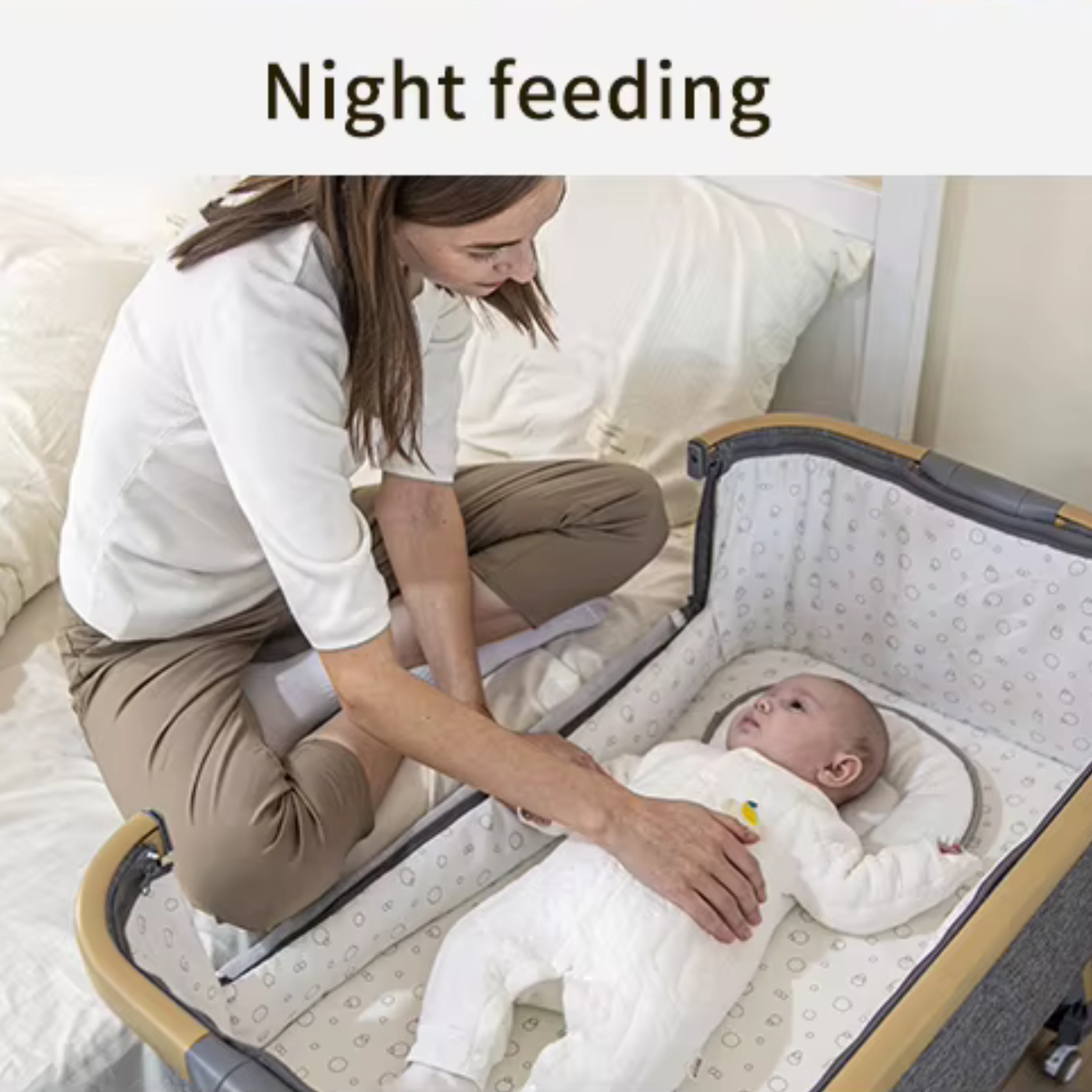 3-in-1 Convertible Baby Bassinet with Wheels – Gray