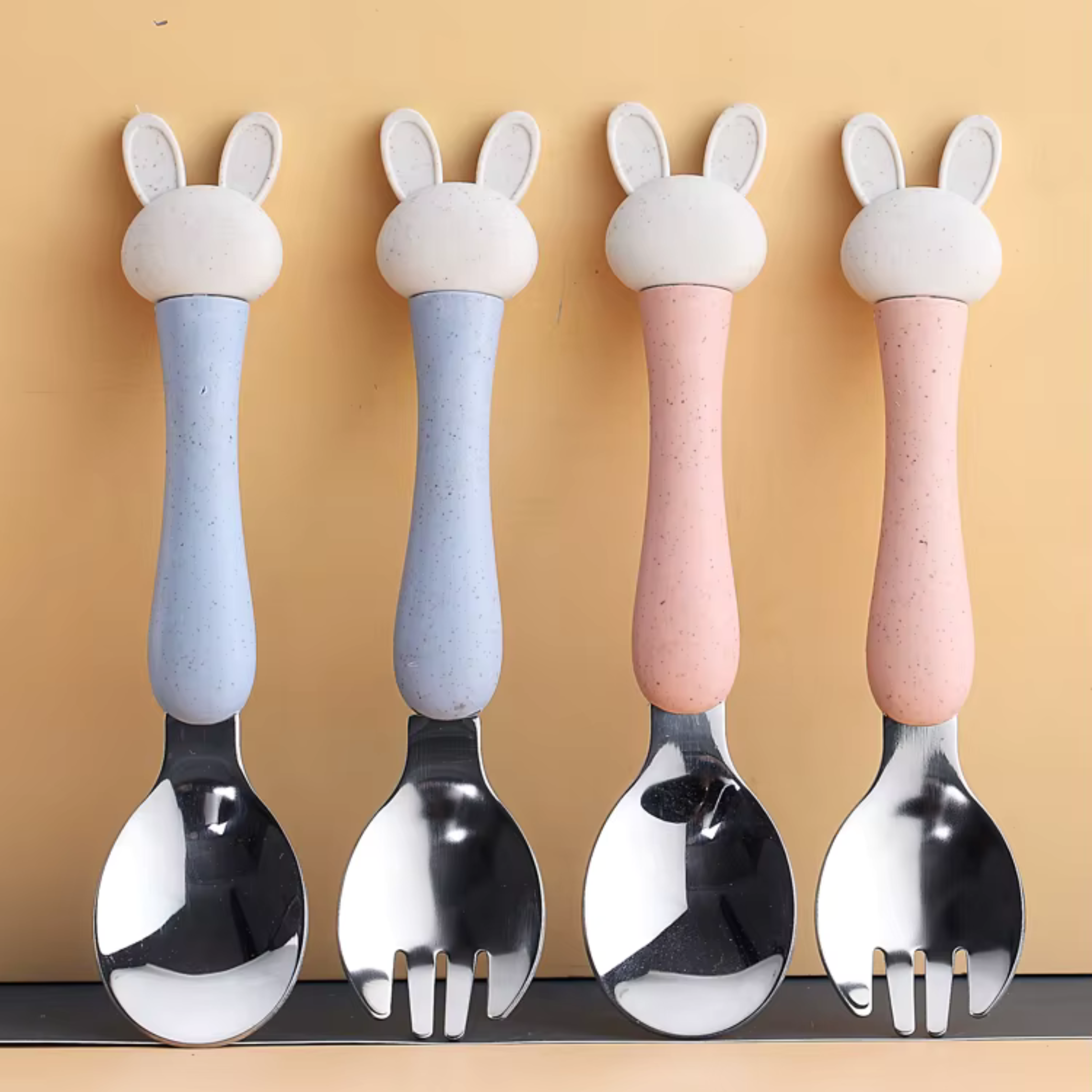 Bunny Spoon & Fork Set with Travel Case