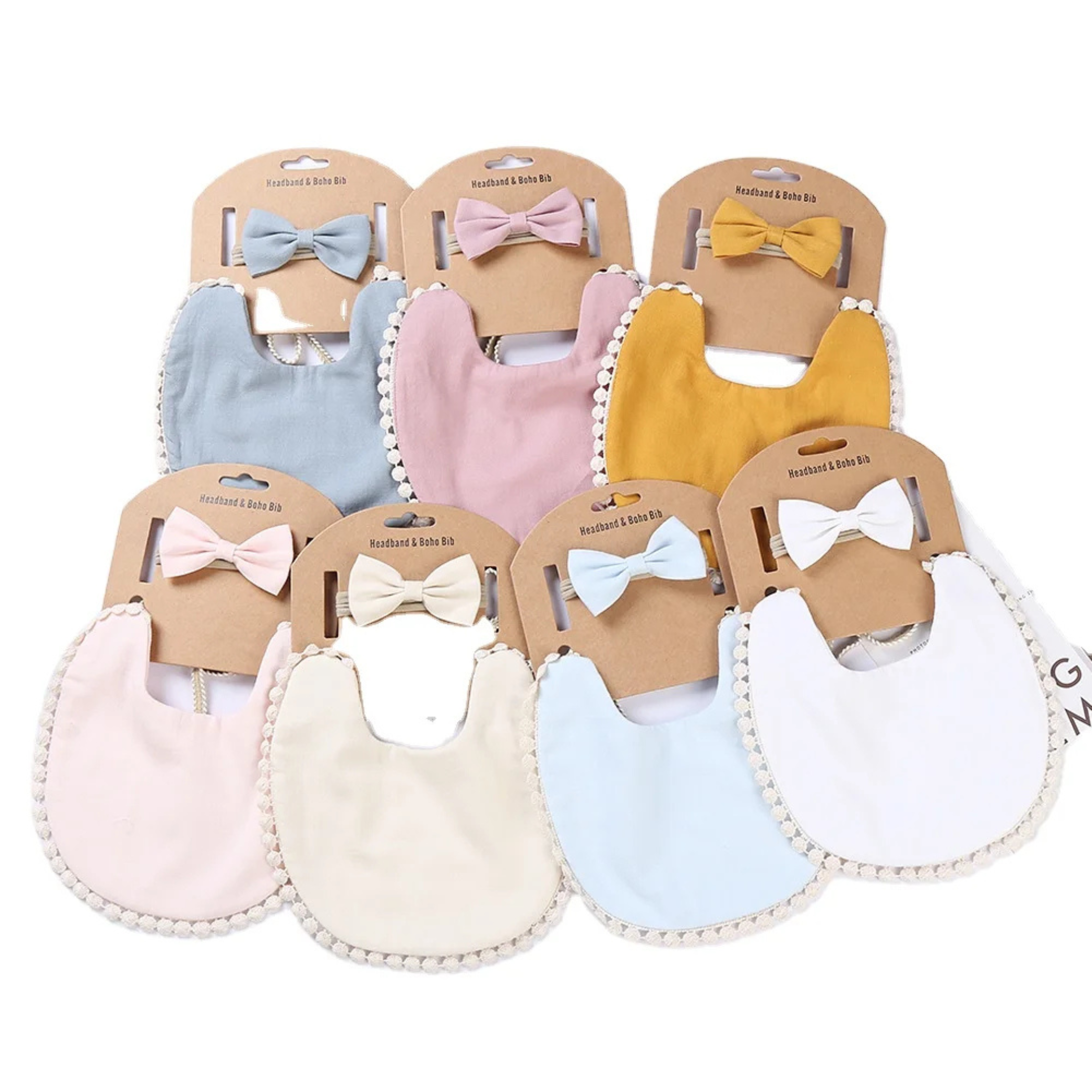 Cotton Baby Bib & Bow Set