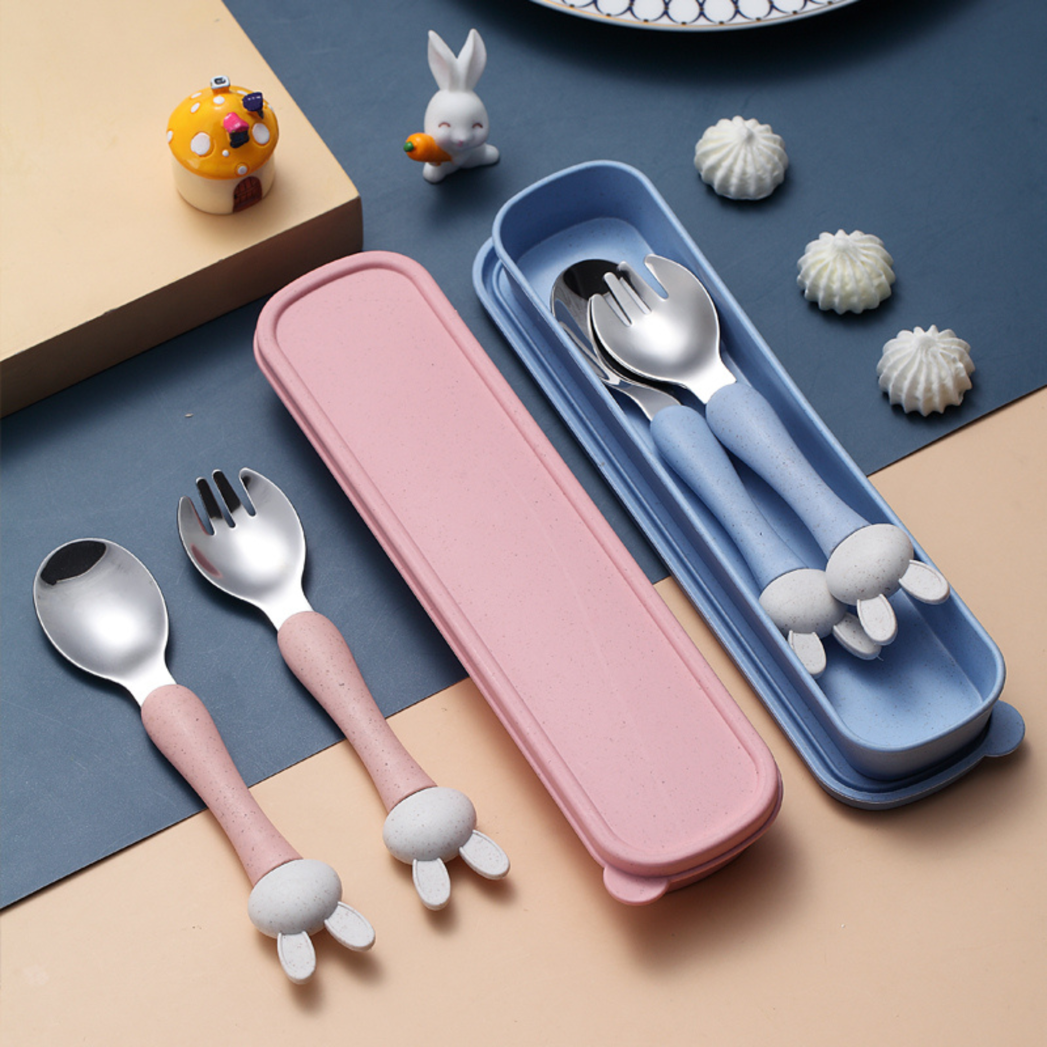 Bunny Spoon & Fork Set with Travel Case