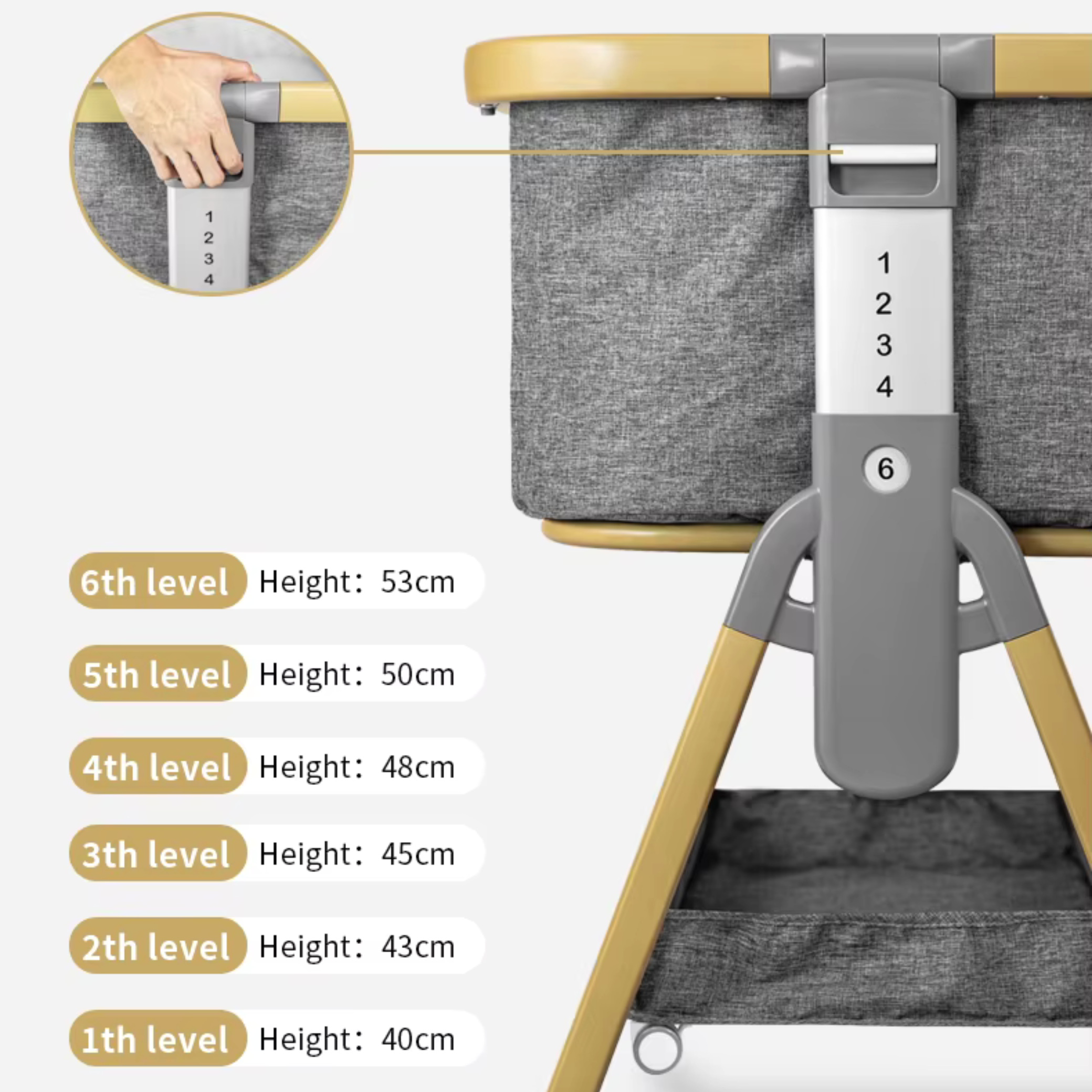 3-in-1 Convertible Baby Bassinet with Wheels – Gray